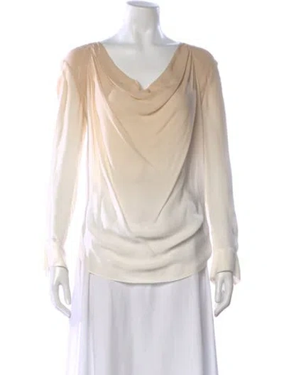 Pre-owned Haute Hippie Silk Cowl Neck Blouse In Neutral