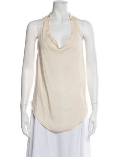 Pre-owned Haute Hippie Silk Cowl Neck Top In Neutral