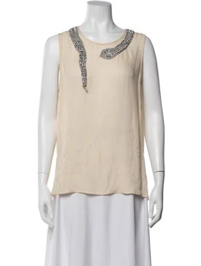 Pre-owned Haute Hippie Silk Crew Neck Top In Neutrals