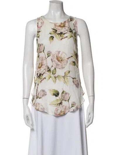 Pre-owned Haute Hippie Silk Floral Print Blouse In Neutrals