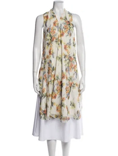 Pre-owned Haute Hippie Silk Floral Print Top In White