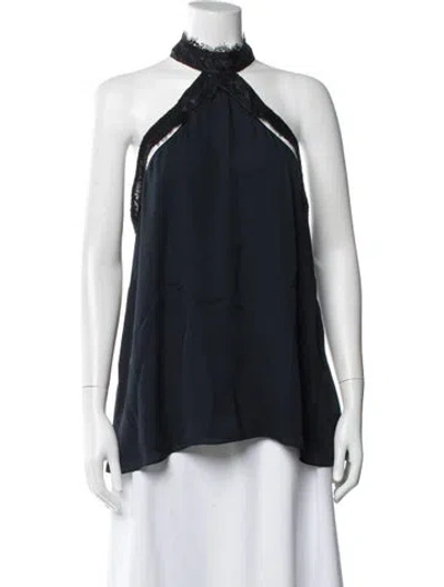 Pre-owned Haute Hippie Silk Halterneck Top In Blue