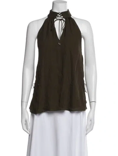 Pre-owned Haute Hippie Silk Halterneck Top In Green