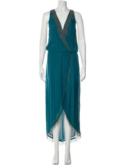 Pre-owned Haute Hippie Silk Long Dress In Blue