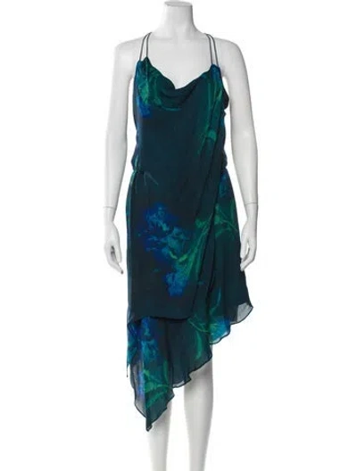 Pre-owned Haute Hippie Silk Long Dress In Blue