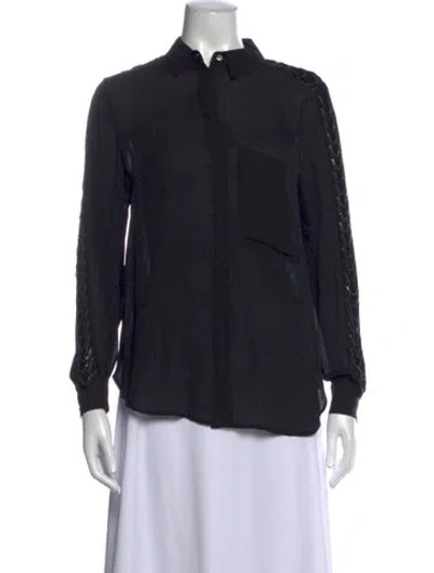Pre-owned Haute Hippie Silk Long Sleeve Blouse In Blue