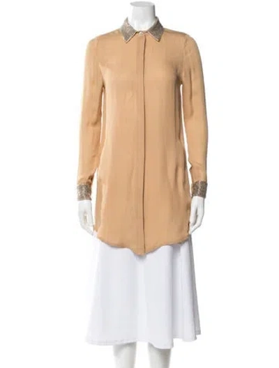 Pre-owned Haute Hippie Silk Long Sleeve Blouse In Neutral
