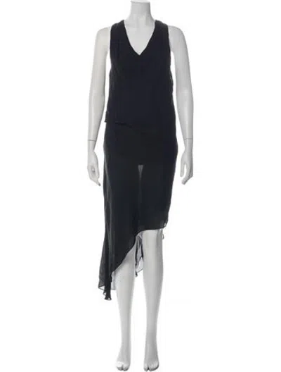 Pre-owned Haute Hippie Silk Midi Length Dress In Black
