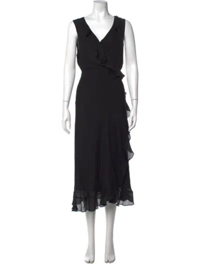 Pre-owned Haute Hippie Silk Midi Length Dress In Black
