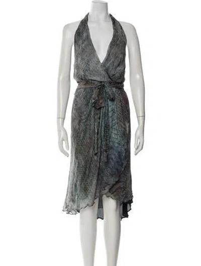 Pre-owned Haute Hippie Silk Midi Length Dress In Blue