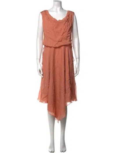 Pre-owned Haute Hippie Silk Midi Length Dress W/ Tags In Orange