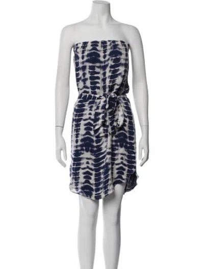 Pre-owned Haute Hippie Silk Mini Dress In Blue/white