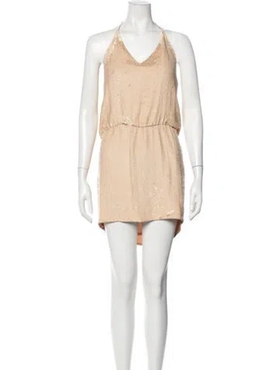Pre-owned Haute Hippie Silk Mini Dress In Metallic/neutrals