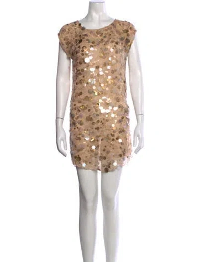 Pre-owned Haute Hippie Silk Mini Dress In Neutral