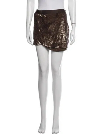 Pre-owned Haute Hippie Silk Mini Skirt In Brown