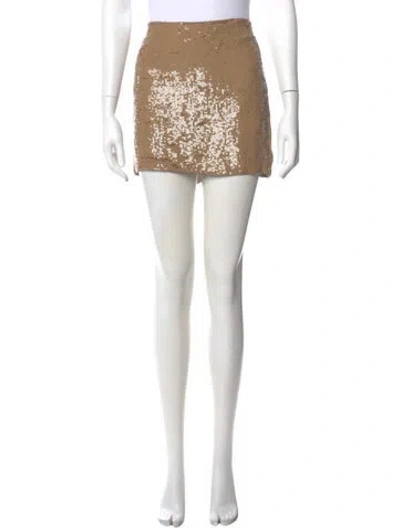 Pre-owned Haute Hippie Silk Mini Skirt In Gold