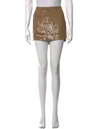 Pre-owned Haute Hippie Silk Mini Skirt In Gold
