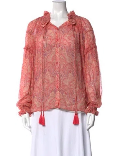 Pre-owned Haute Hippie Silk Paisley Print Blouse In Pink