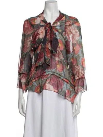 Pre-owned Haute Hippie Silk Printed Blouse In Brown