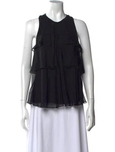 Pre-owned Haute Hippie Silk Scoop Neck Blouse W/ Tags In Black