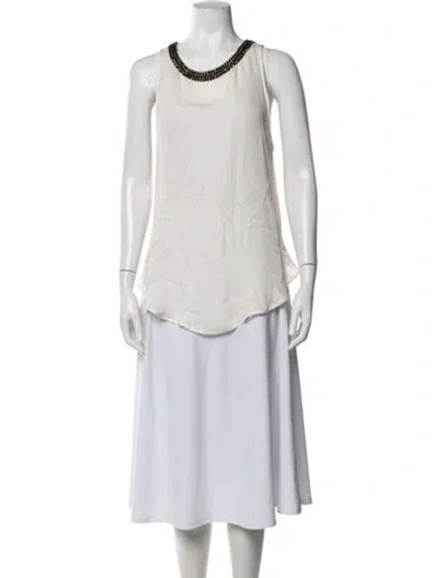 Pre-owned Haute Hippie Silk Scoop Neck Top In Neutrals