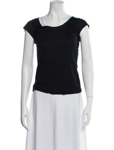 Pre-owned Haute Hippie Silk Scoop Neck T-shirt In Black