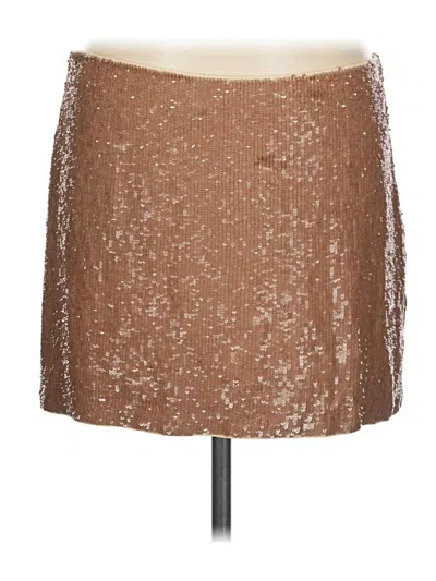 Pre-owned Haute Hippie Silk Skirt In Brown