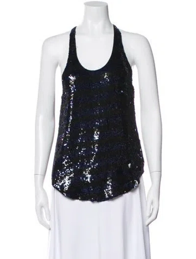 Pre-owned Haute Hippie Silk Striped Top In Black