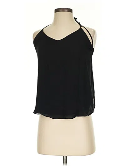 Pre-owned Haute Hippie Sleeveless Silk Top Black Halter Neckline Tops