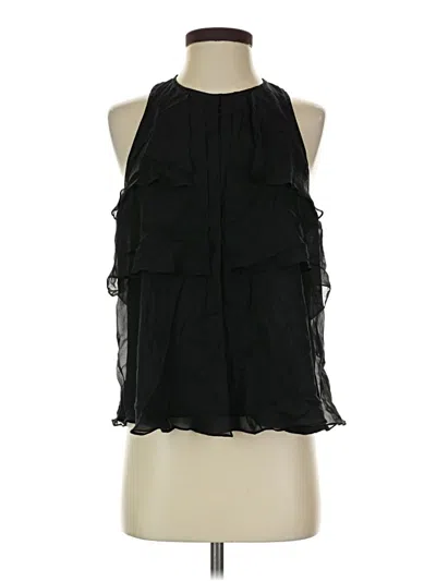 Pre-owned Haute Hippie Sleeveless Silk Top Black Halter Neckline Tops