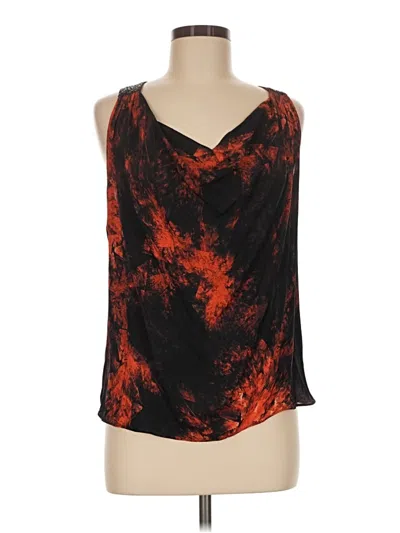 Pre-owned Haute Hippie Sleeveless Silk Top Orange Plunge Neckline Tops