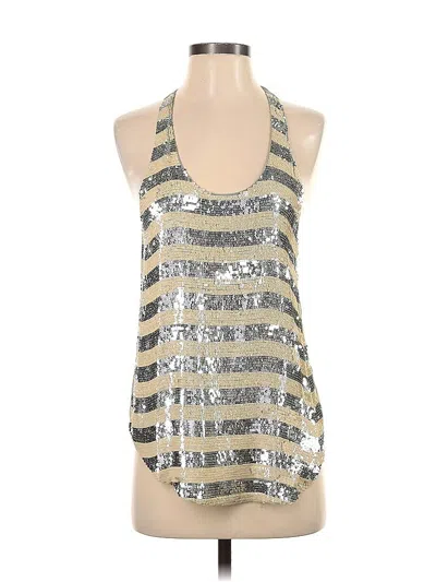 Pre-owned Haute Hippie Sleeveless Top Silver Halter Neckline Tops