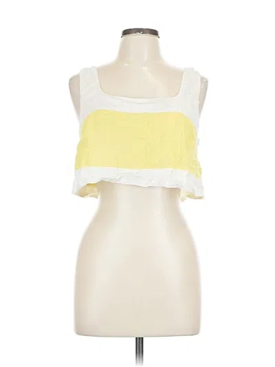 Pre-owned Haute Hippie Sleeveless Top Yellow Square Neckline Tops