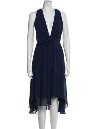 Pre-owned Haute Hippie V-neck Knee-length Dress In Blue