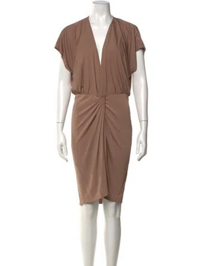 Pre-owned Haute Hippie V-neck Knee-length Dress In Neutral
