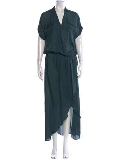 Pre-owned Haute Hippie V-neck Long Dress In Blue