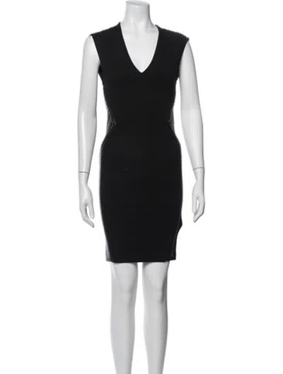 Pre-owned Haute Hippie V-neck Mini Dress In Black