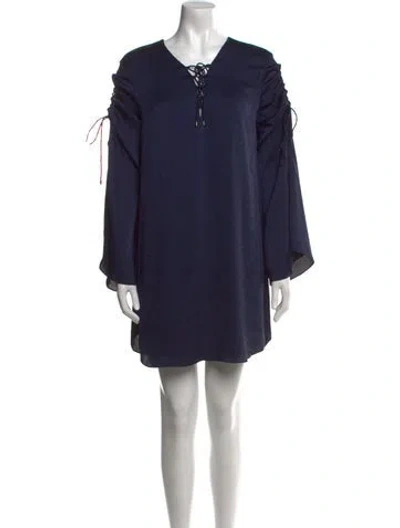 Pre-owned Haute Hippie V-neck Mini Dress In Blue