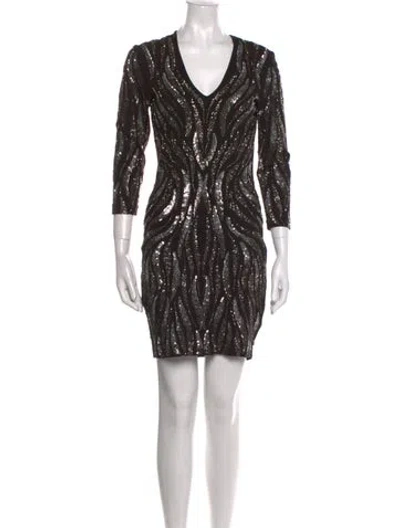 Pre-owned Haute Hippie V-neck Mini Dress In Brown