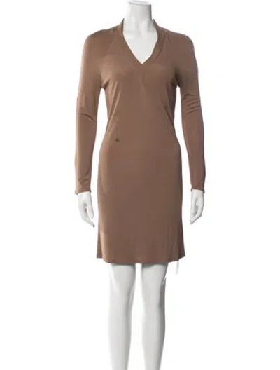 Pre-owned Haute Hippie V-neck Mini Dress In Brown