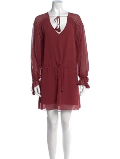 Pre-owned Haute Hippie V-neck Mini Dress In Red