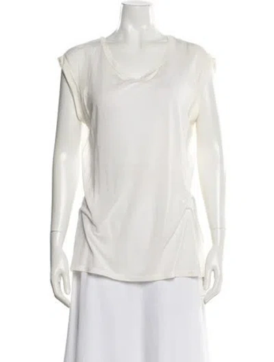 Pre-owned Haute Hippie V-neck Short Sleeve Blouse In White