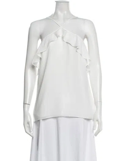 Pre-owned Haute Hippie V-neck Sleeveless Blouse In White