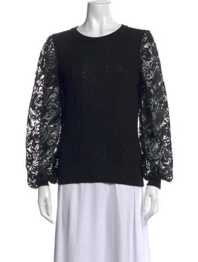 Pre-owned Haute Hippie Wool Lace Pattern Sweater In Black