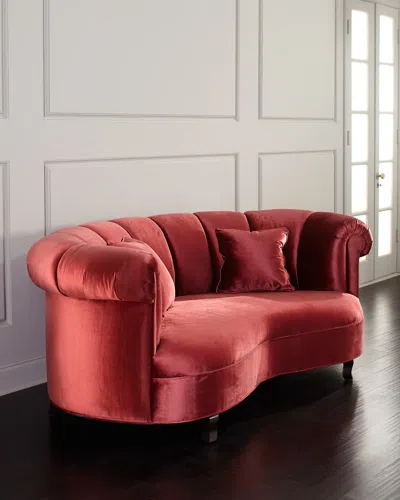 Haute House Aubrey Channel Tufted Sofa, 77" In Red