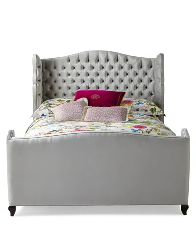 Haute House Beau Tufted Wing Back King Bed In Silver