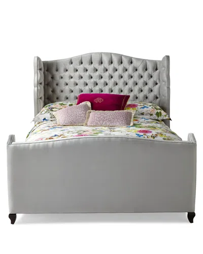 Haute House Beau Tufted Wing Back Queen Bed In Silver