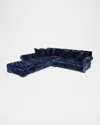 Haute House Divine Crushed Velvet Left Chaise Sectional 114" In Navy