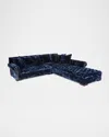 Haute House Divine Crushed Velvet Right Chaise Sectional 114" In Navy