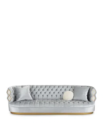 Haute House Elisa Marble Inlay Tufted Sofa, 113" In Ice Blue